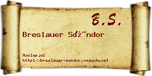 Breslauer Sándor névjegykártya
